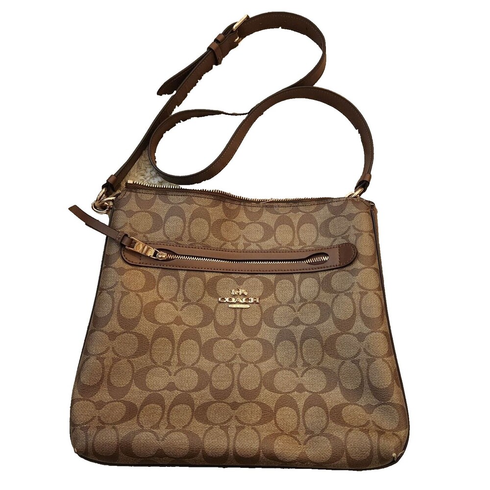 Coach F77885 Mae File Crossbody Leather Bag Beige